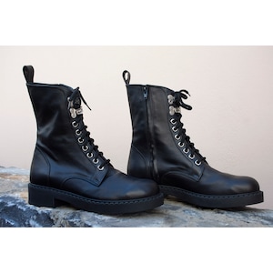 Combat Boots Women,Black Lace Up Boots,Custom Shoes,Gothic Boots,Goth Boots,Leather Boots,Platform Boots,Witchy,Handmade Boots