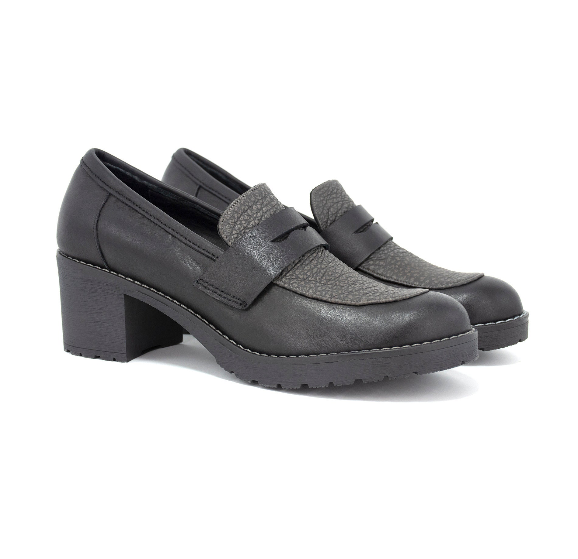 ☆【MISCHIEF】☆PROJECT MAGO_HOLOGRAPHIC PENNY LOAFER HEEL.S Amazon.com | Coutgo Womens Loafer Heels Block Chunky Heeled