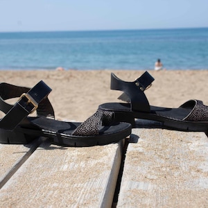 Leather Sandals,Black Platform Sandals,Greek Leather Sandals,Black Strappy Sandals,Womens Sandals,Custom Shoes,Handmade Shoes,Ankle Strap