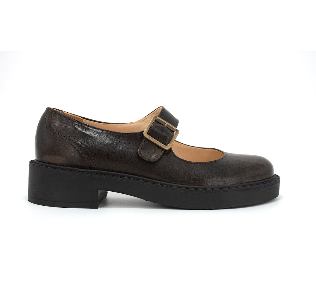 Brown Mary Janes Shoes Platform,wide Strap Mary Jane Shoes,platform