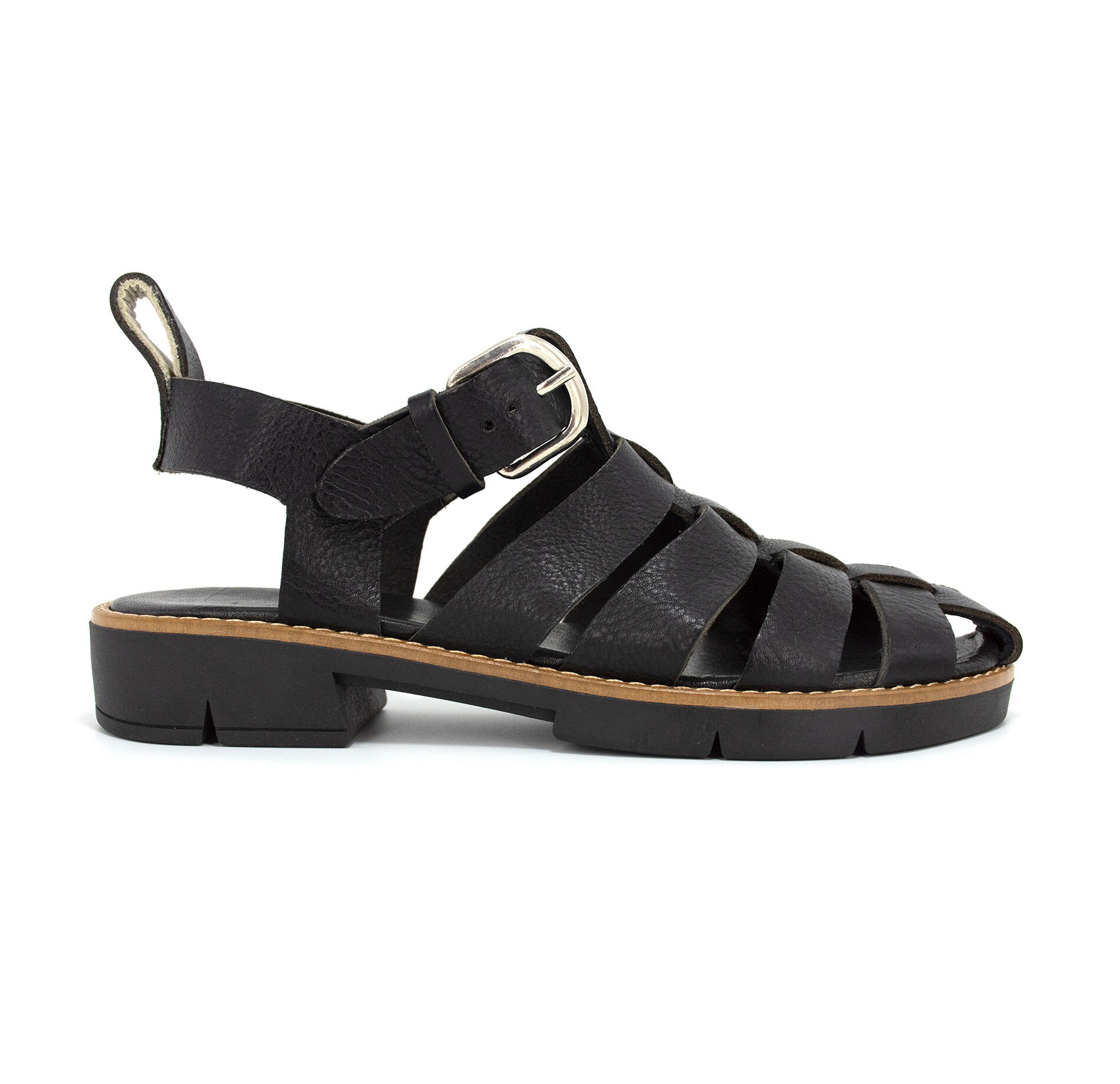 Black Leather Chunky Fisherman Strappy Sandals WomenPlatform Etsy