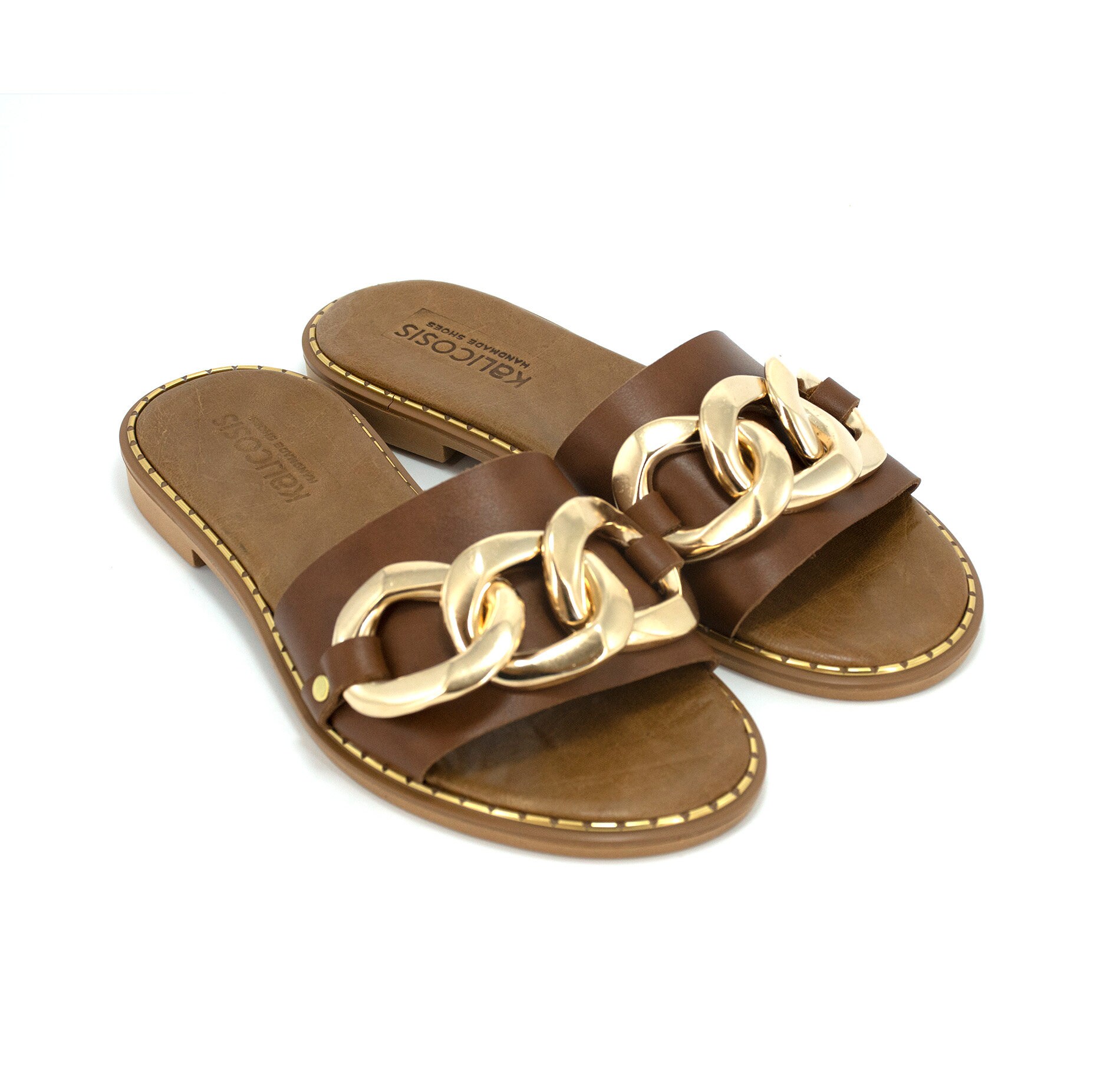Tan Leather Womens Luxury Sandalsluxury Embellished Flat - Etsy