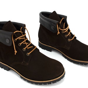 Men Boots,Suede Men Boots,Brown Leather Boots,Lace up  Boots,Ankle Boots,Work Boot,Vibrams Shoes,Handmade Shoes Men,Custom Shoes