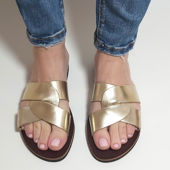 Gold designer slides hot sale