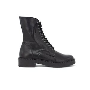 Womens Black Leather Boots,Womens Platform Boots,Lace up Boots,Custom Shoes,Goth Boots,Gothic Boots,Witchy,Handmade Boots
