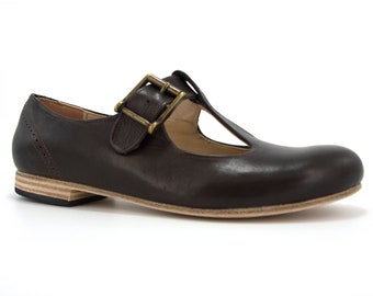 Wide T Strap Mary Jane Shoes,Brown Mary Janes,Heels for Women,Slip on Shoes,Round Toe Ballet Flats,Custom Shoes,Womens Shoes,Dress Shoes