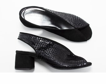 Suede Shoes,Block Heel,Slingback Heels,Slip On Shoes,Black Leather Sandals,Dress Shoes Slip on,Slingback Sandals,Custom Shoes Made