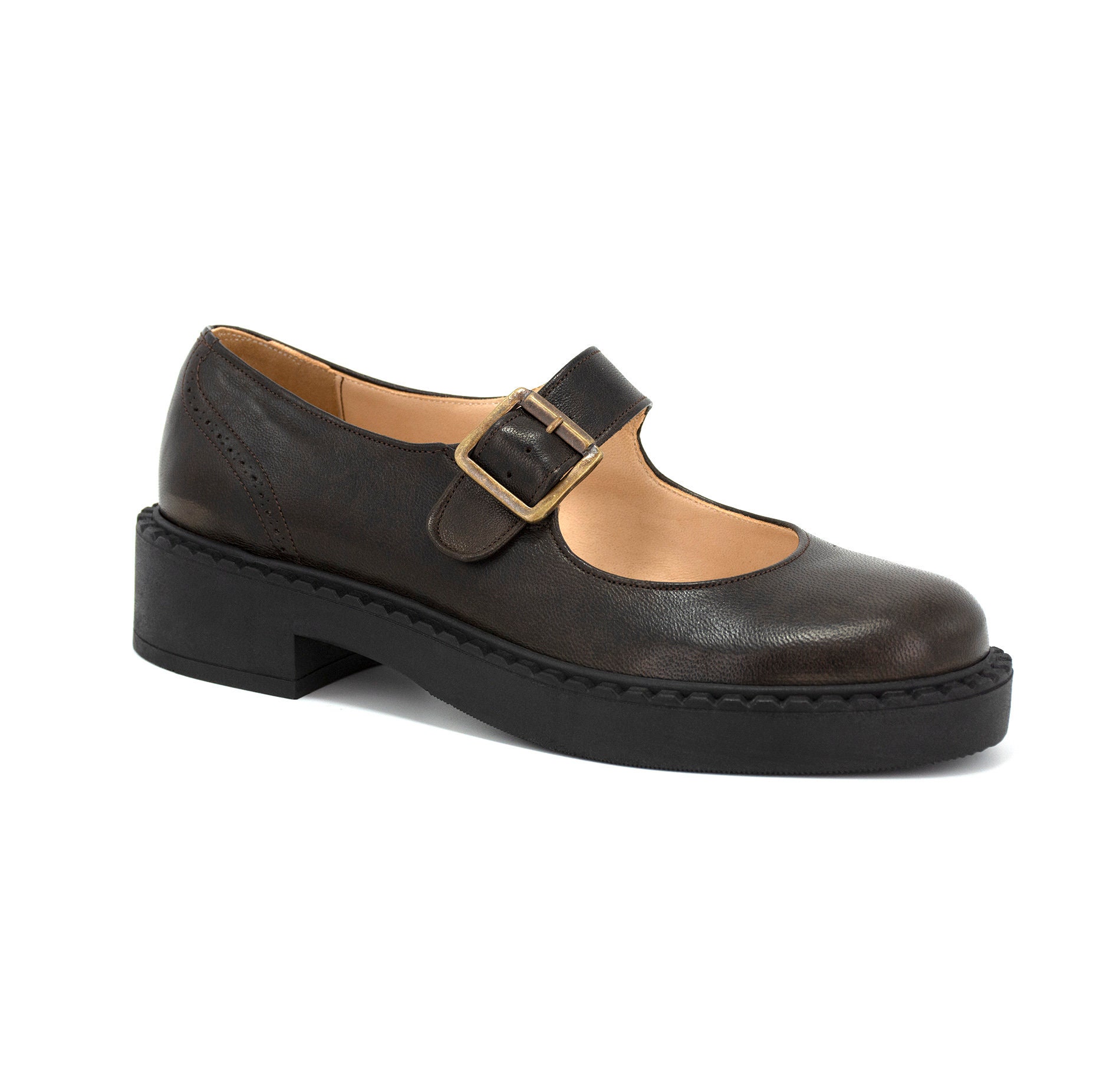 Brown Mary Janes Shoes Platform,wide Strap Mary Jane Shoes