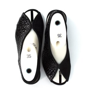 Block Heel Slingback Sandals,Black Suede Open Toe Sandals,Mid Heel Leather Sandals,Greek Sandals,Vintage Shoes,Custom Shoes image 8