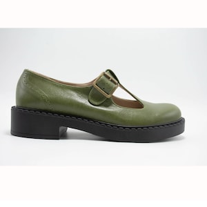 T strap Platform Mary Janes,Mary Jane Shoes Green,Green Shoes Flats, Green Shoes Platform,Comfortable Shoes,Mary Janes Leather,Custom Shoes