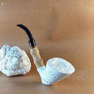 Freier Handblock Meerschaumpfeife mit Acrylstiel und natürlichem Bambus