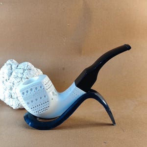 Freihand Block Meerschaumpfeife mit Acryl Stiel