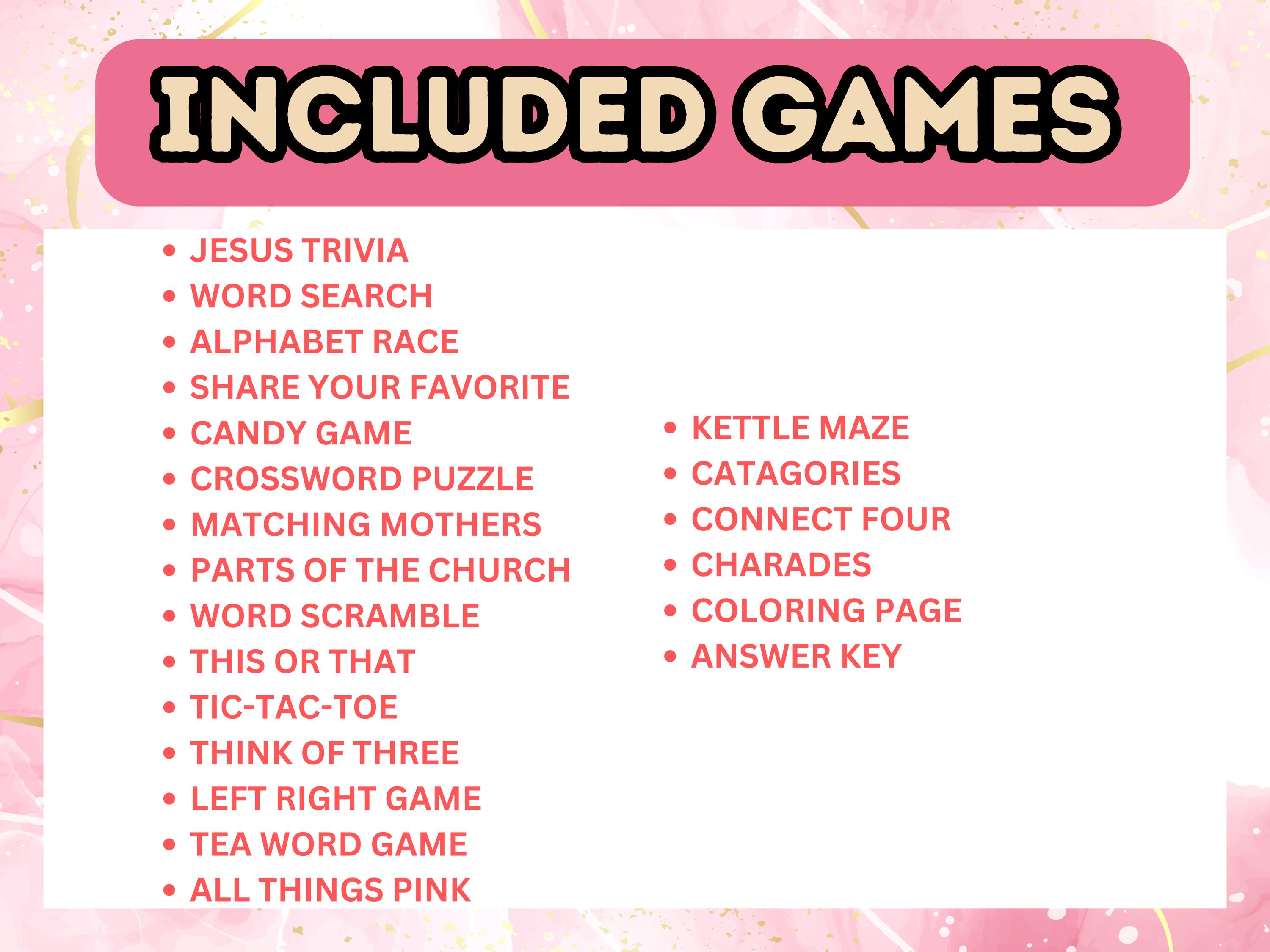 Bible Tea Party Printable Games | Christian Games for Adults & Kids ...