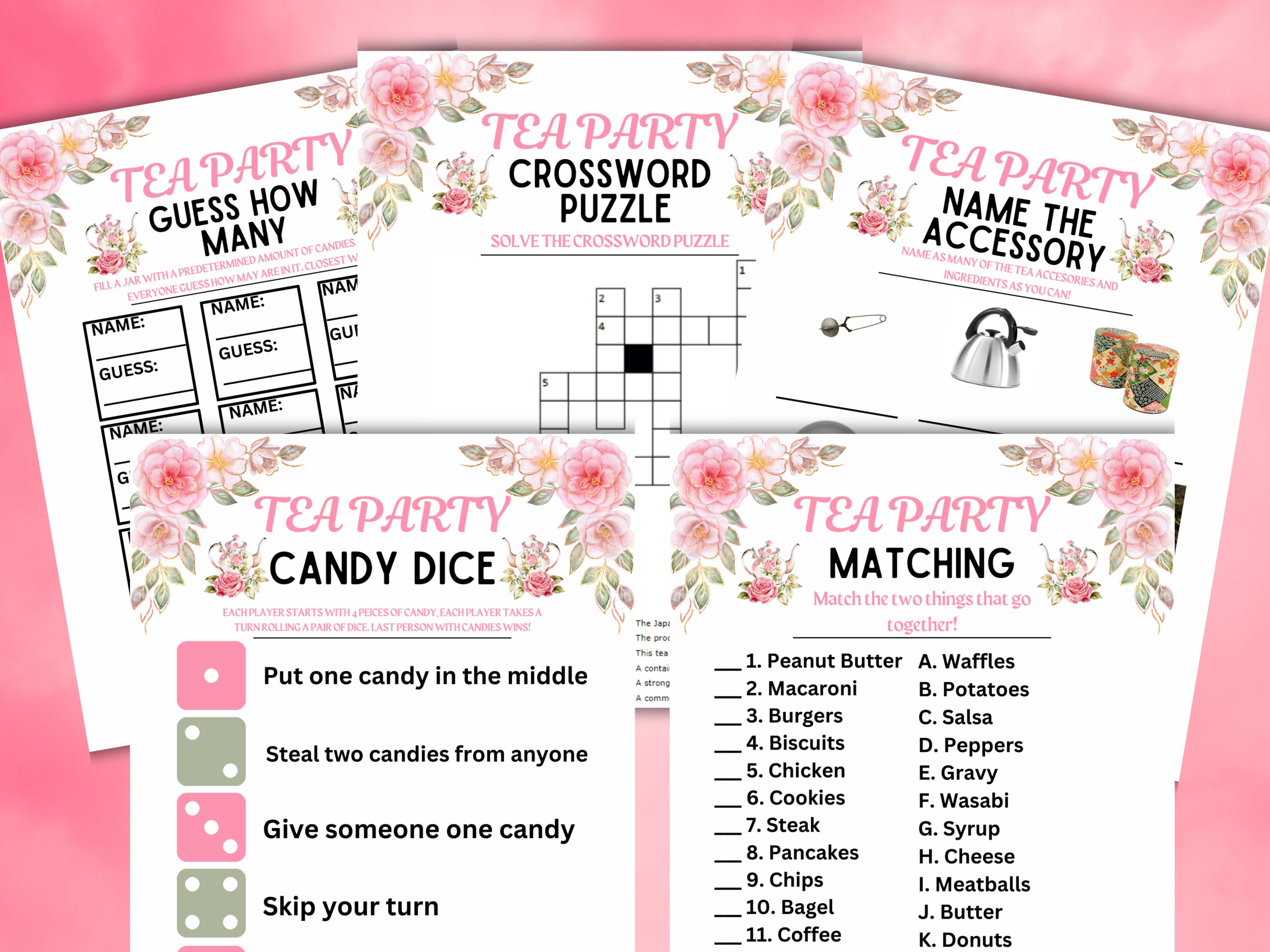 Tea Party Printable Games | Tea Party Games for Adults & Kids | Tea ...