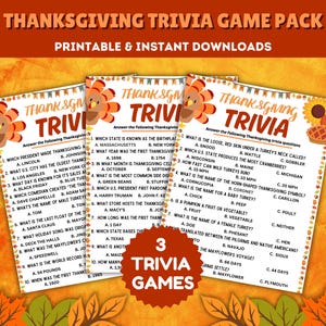 Thanksgiving Trivia Game Pack | Thanksgiving Games | Friendsgiving Game | Family Games | Printable & Downloadable | Party Games For Family