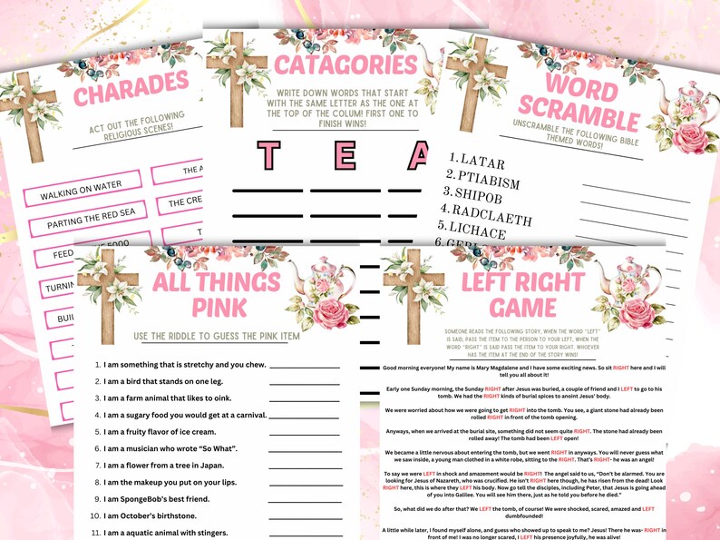 Bible Tea Party Printable Games | Christian Games for Adults &amp; Kids ...