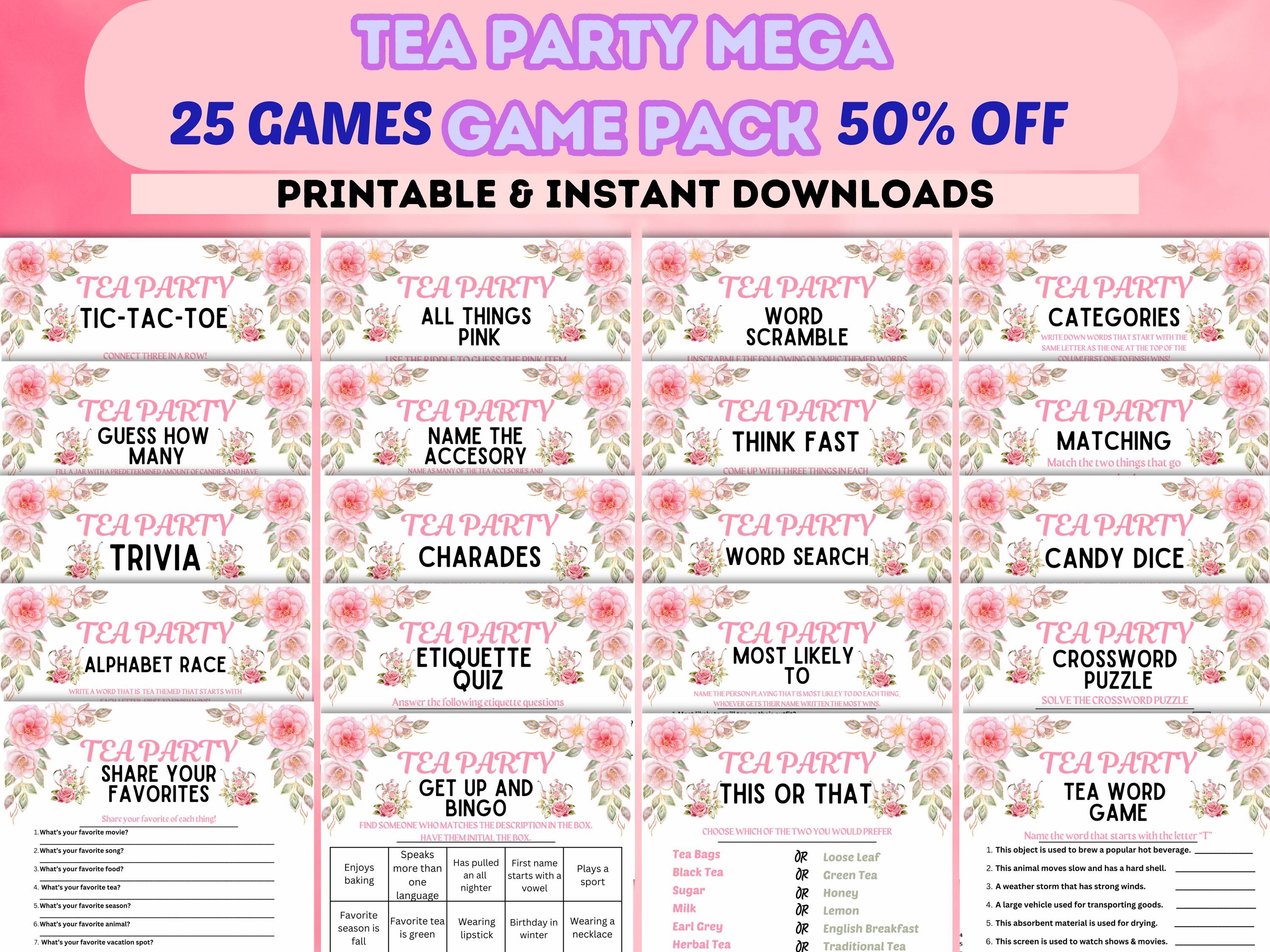 Tea Party Printable Games | Tea Party Games for Adults & Kids | Tea ...