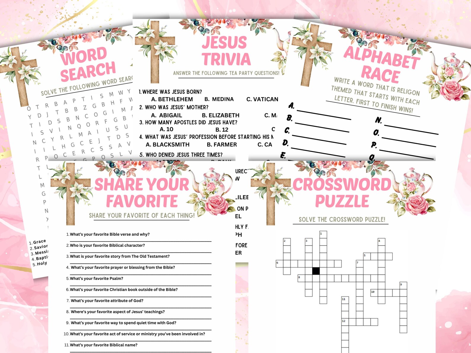 Bible Tea Party Printable Games | Christian Games for Adults & Kids ...