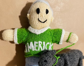 Customised GAA Knitted Doll, Custom doll made from your picture, Limerick jersey Doll , Personalised Doll, GAA gift, GAA jersey doll