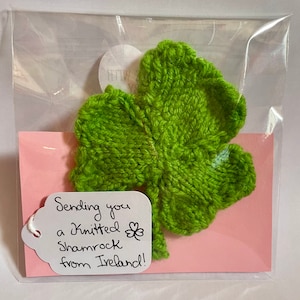 Sending a knitted Shamrock from Ireland, Shamrock gift, Irish gift, Gift for Irish abroad, Knitted Gift,Gift from Ireland, St. Patrick’s Day