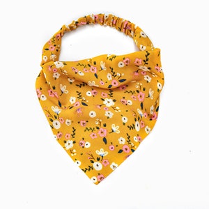 Dog Bandana Yellow Floral Print Dog Scarf Over the Collar Bandana Slide on Bandana Dog Apparel Pet Accessories
