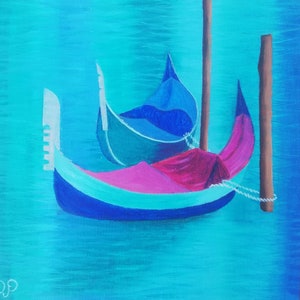 Pintura de góndola veneciana original por encargo Arte Canal en Venecia Pintura de arte Italia Obra de arte al óleo de ArtmasterOilpainting 8'' por 8'' 100% Hecho a mano