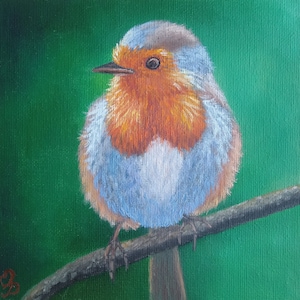 Robin Painting Original Bird Mini Art Robin Artwork 6&#39;&#39; by 6&#39;&#39; Robin Wall Art Oil Painting To Order Wall Decor Handmade ArtmasterOilpainting