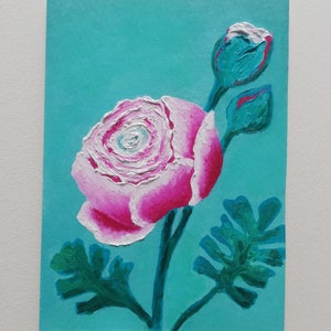 Pintura de ranúnculos, arte floral original, impasto, 7 x 5 pulgadas, obra de arte floral, ranúnculos, arte de pared, pintura al óleo para ordenar por ArtmasterOilpainting