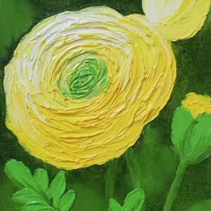 Pintura de Ranúnculos Arte Floral Original Impasto Obra de Arte de Flores 8''x6'' Pintura al Óleo de Ranúnculos Para Encargar por ArtmasterOilpainting Mini Arte