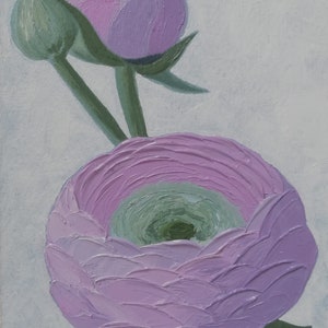 Pintura de ranúnculos, arte floral original, arte empastado, PARA PEDIR, pintura al óleo pequeña, arte de pared con ranúnculos, pintura ArtmasterOilpainting