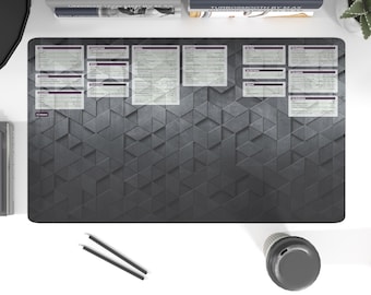 Slate Sonata XXL Desk Mat – Boost Productivity with Windows 11 & MacOS Keyboard Shortcuts | Perfect for Office Décor, Keyboard Mouse Setup