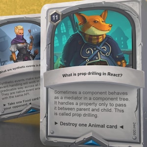 Jeu de cartes React.JS pour la préparation d'entretiens - Cadeau pour programmeurs et développeurs Web - Cartes mémoire pour apprendre en s'amusant - Papier cartonné lin enduit UV 12 points 320 g