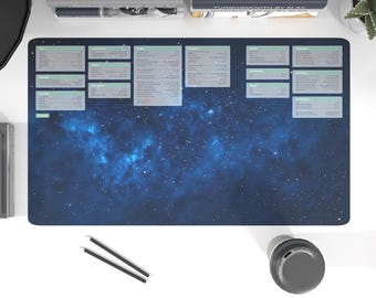 Stellar Canvas XXL Desk Mat – Boost Productivity with Windows 11 & MacOS Keyboard Shortcuts | Perfect for Office Décor, Keyboard Mouse Setup