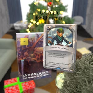 May include: A silver and blue card game card with a cartoon illustration of a monkey wearing a green hat and holding a book. The card text reads "warleticonst obj = new Minion() You are responsible for each instance of the Minion class that you have summoned! ► Use Food card to +3 to Animal card power".