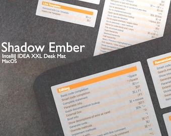 XXL Desk Mat For Programmers - IntelliJ IDEA Keyboard Shortcuts - Shadow Ember