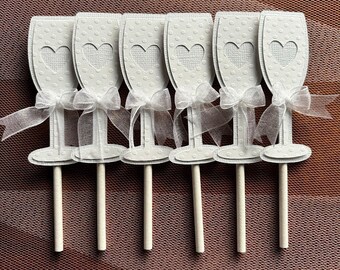 Champagne flute cupcake toppers/Wedding party/Bridal shower /Marriage celebration/Wedding ceremony/