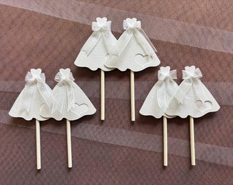 Strapless wedding dress cupcake toppers/Wedding gown toppers/Bridal shower /Marriage ceremony /Wedding party/Bridal gathering