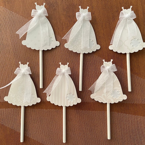 Wedding dress cupcake toppers/Wedding cupcake toppers/Bridal Gown toppers/Bridal shower toppers/Marriage celebration toppers