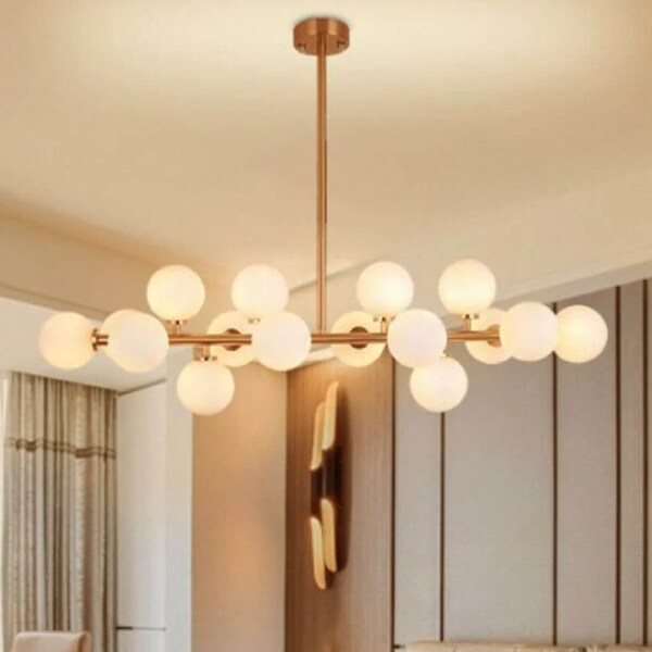 Modern Chandelier with Molecular Balls | Light Fixtures for Slanted Ceilings | Remodel Décor for Living Room Office Bedroom Dining Room