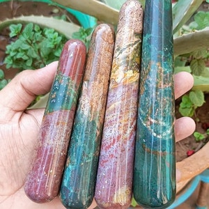 Bloodstone Crystal ~ Bloodstone Massage Wand ~ Natural Smooth Round Massage Healing Obelisk Wand