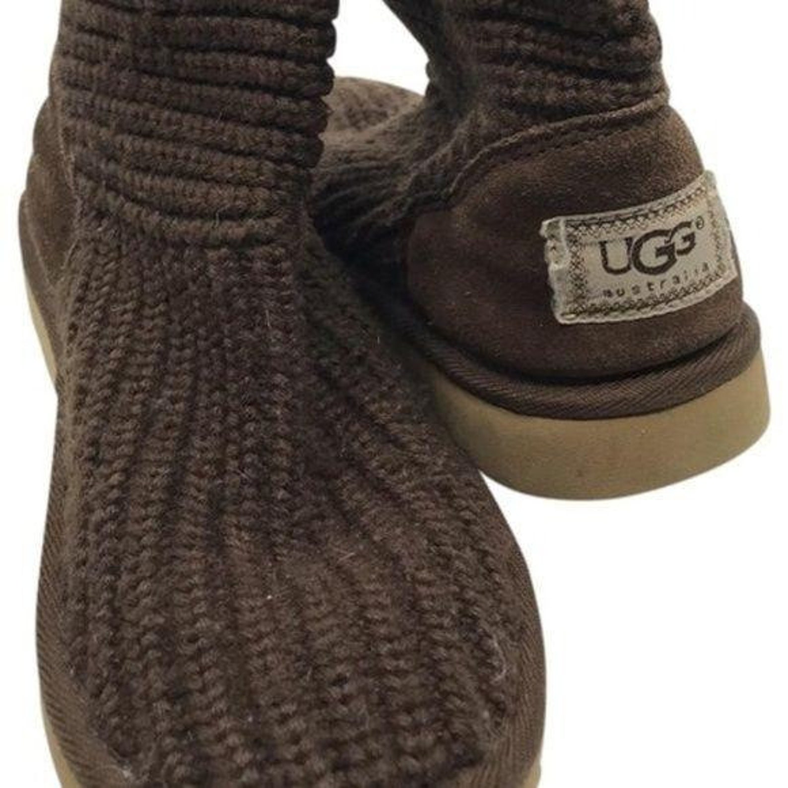 Knitted UGG Brown Boots Size 5 Etsy