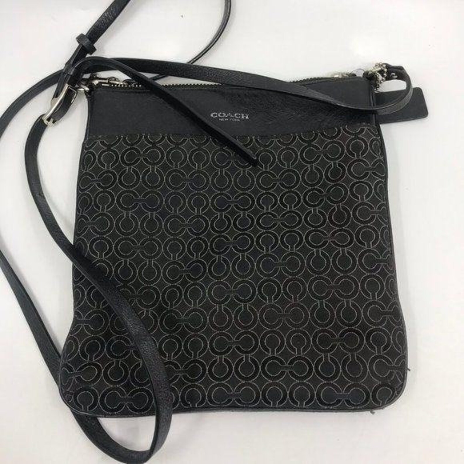 COACH Black Fabric CrossBody Bag Etsy