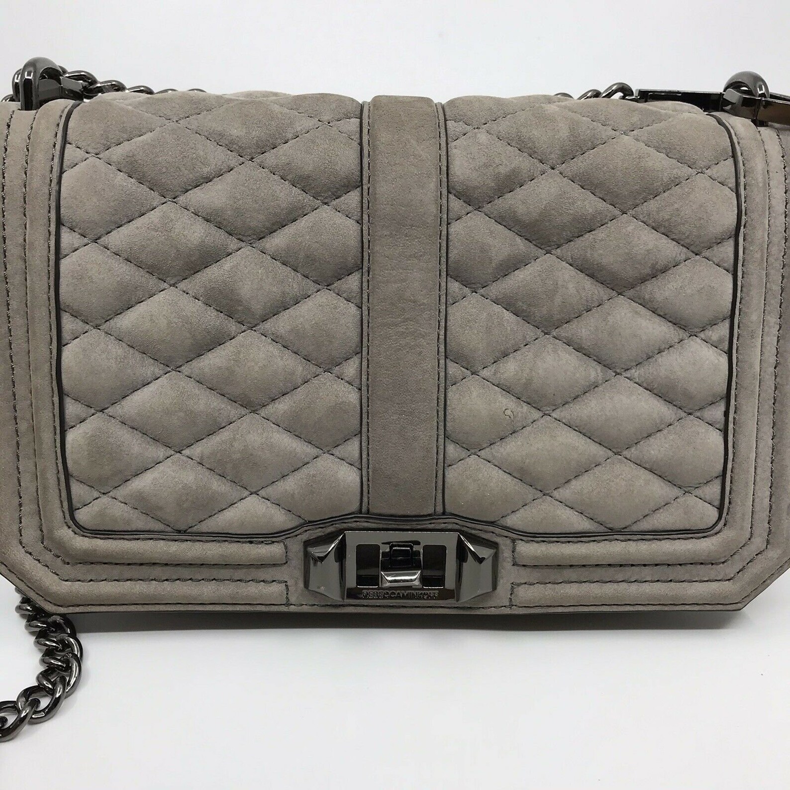 REBECCA MINKOFF Grey Suede Crossbody Chevron bag Etsy