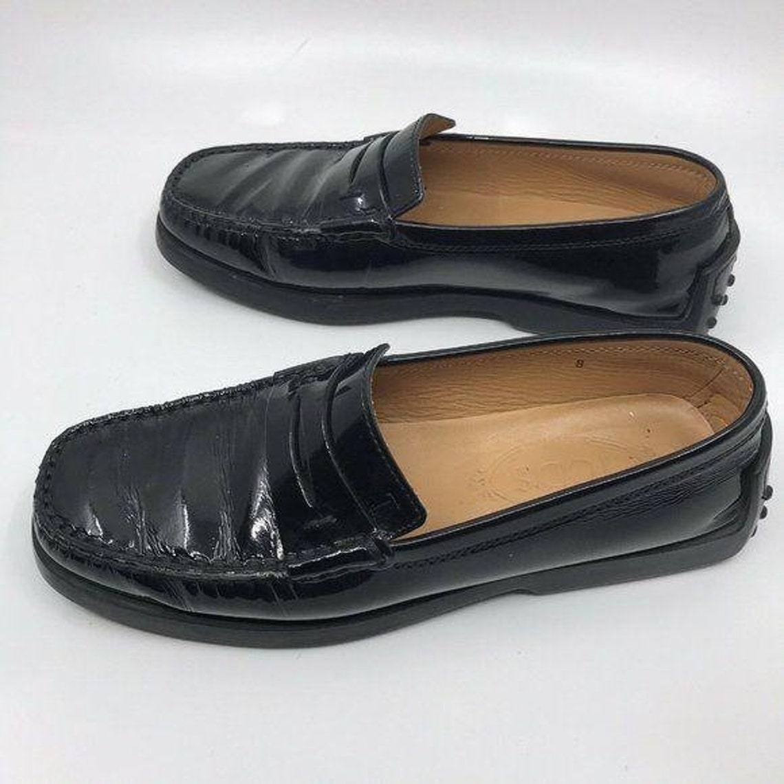 tods patent loafers
