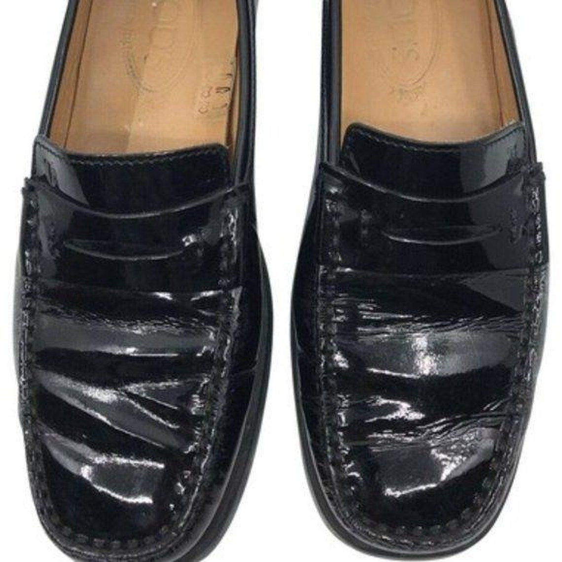 tods patent loafers
