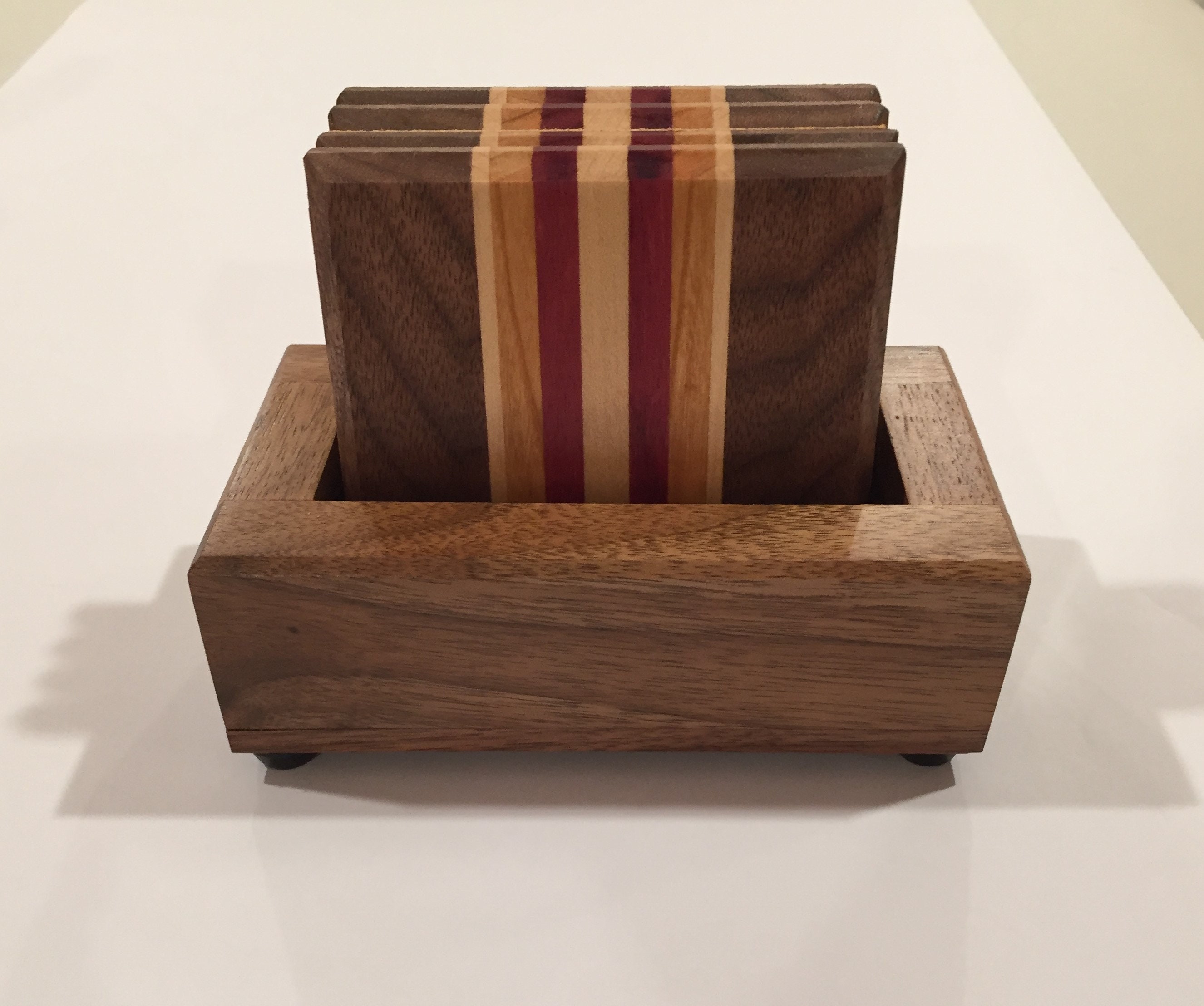 Handmade Wood Coasters 4 with Holder Etsy