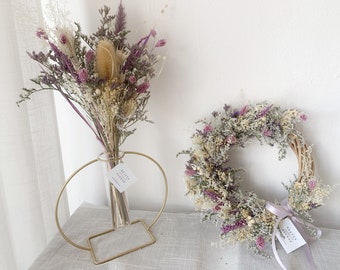 Purple Dried Flowers, Gift Bouquet, Wreath, Garland, Gift, Birthday, Home Decorations
