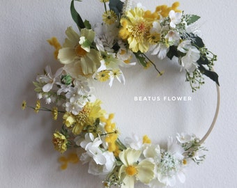 Yellow Garland of Artificial Flowers, Crown, Gift, Artificial Flowers, Home Style, Little Thought, Wreath, Beatus Flower