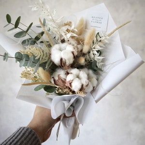 Cotton flower bouquet with warm heart / cotton flowers / gift / dried flowers / table decoration / home decoration
