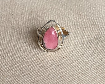Rhodochrosite Pear Shaped Stone Ring